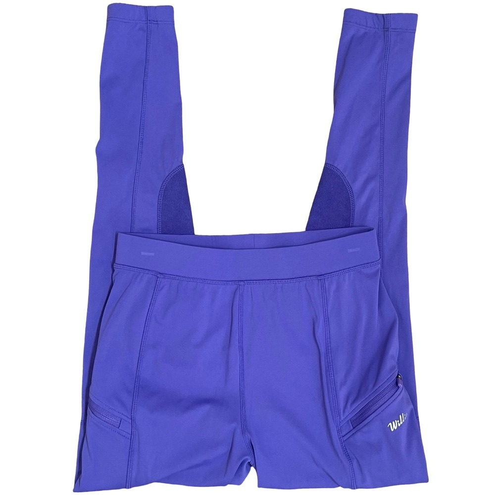 Willit Equestrian Riding Tights Girls L Purple Suede Knee Patch Zipper Pockets